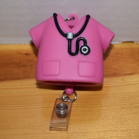 Pre-Owned Pink medical Scrub Field Hand Sanitizer Case Pocket Holder W/ Clip - Picture 2 of 10